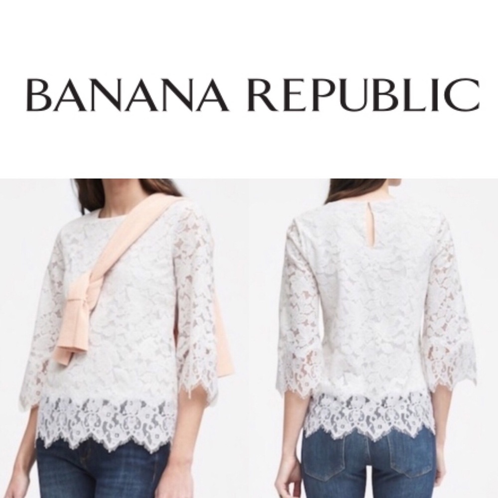 Banana Republic Lace Bell Sleeve Blouse